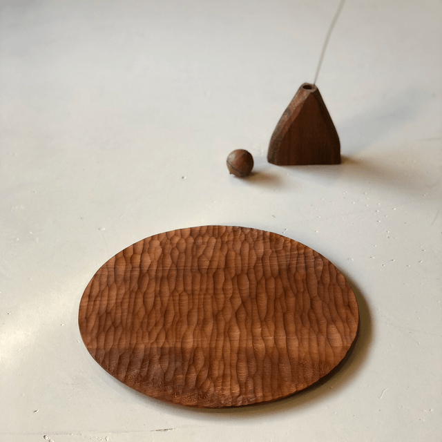 Plateau rond merisier
